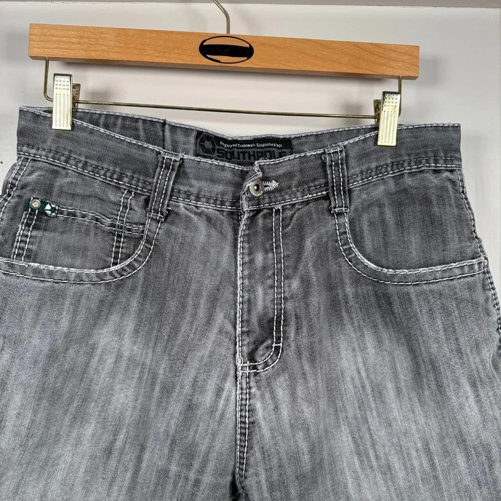 Southpole 5180 Baggy Shorts Men's Gray‎ Denim Mid-Rise Pockets Classic - 32 Y2K